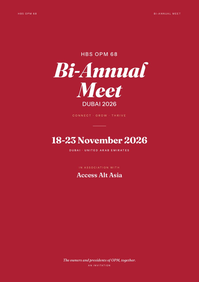 HBS OPM 68 Bi-Annual Meet, Dubai 2026 brochure cover